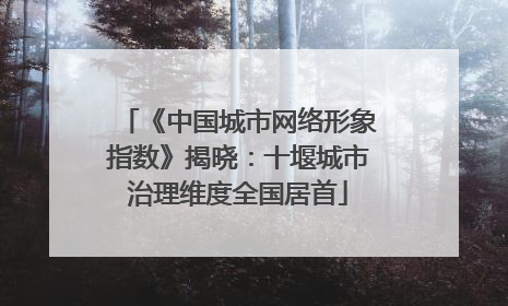 《中国城市网络形象指数》揭晓：十堰城市治理维度全国居首