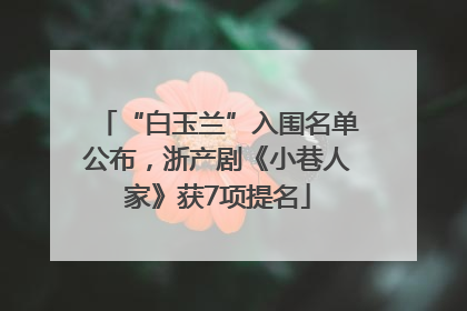 “白玉兰”入围名单公布，浙产剧《小巷人家》获7项提名