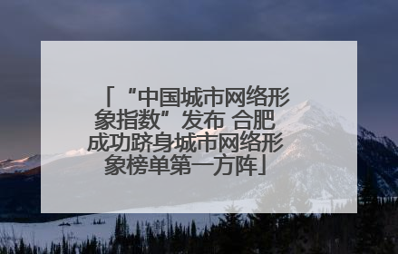 “中国城市网络形象指数”发布 合肥成功跻身城市网络形象榜单第一方阵