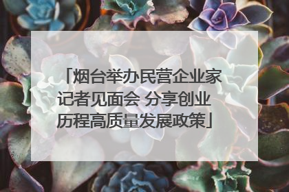 烟台举办民营企业家记者见面会 分享创业历程高质量发展政策