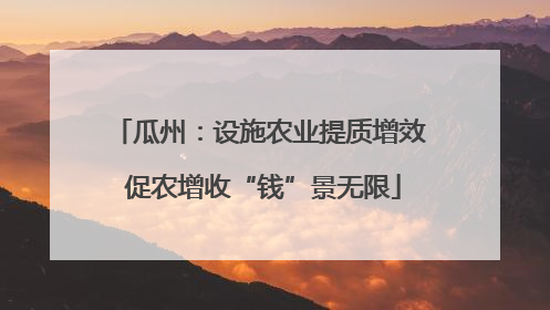 瓜州：设施农业提质增效 促农增收“钱”景无限