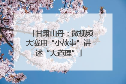 甘肃山丹：微视频大赛用“小故事”讲述“大道理”
