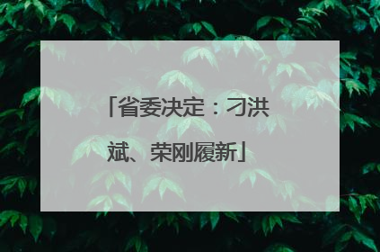 省委决定：刁洪斌、荣刚履新