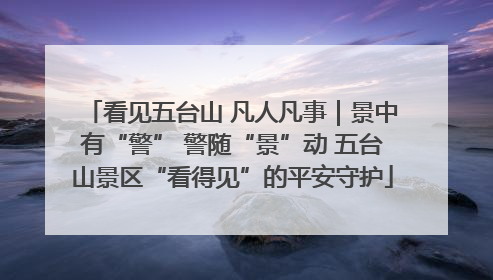 看见五台山 凡人凡事｜景中有“警” 警随“景”动 五台山景区“看得见”的平安守护