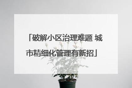 破解小区治理难题 城市精细化管理有新招