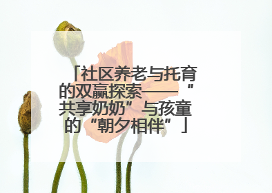 社区养老与托育的双赢探索——“共享奶奶”与孩童的“朝夕相伴”