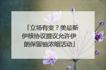 立场有变？美最新伊核协议提议允许伊朗保留铀浓缩活动