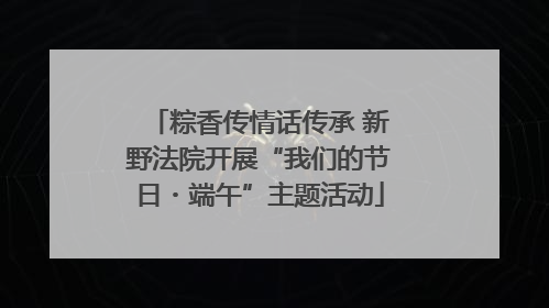 粽香传情话传承 新野法院开展“我们的节日・端午”主题活动