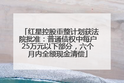 红星控股重整计划获法院批准：普通债权中每户25万元以下部分，六个月内全额现金清偿
