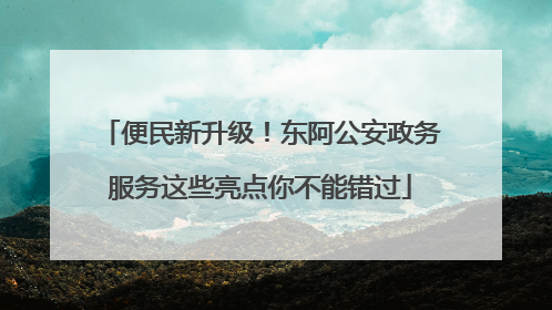 便民新升级！东阿公安政务服务这些亮点你不能错过
