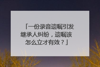 一份录音遗嘱引发继承人纠纷，遗嘱该怎么立才有效？