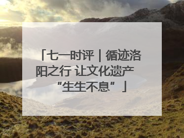 七一时评｜循迹洛阳之行 让文化遗产“生生不息”