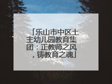 乐山市中区土主幼儿园教育集团：正教师之风，铸教育之魂