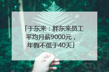 于东来：胖东来员工平均月薪9000元，年假不低于40天