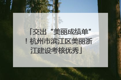 交出“美丽成绩单”！杭州市滨江区美丽浙江建设考核优秀