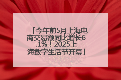 今年前5月上海电商交易额同比增长6.1%！2025上海数字生活节开幕