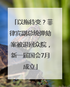 以拖待变？菲律宾副总统弹劾案被退回众院，新一届国会7月成立