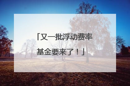 又一批浮动费率基金要来了！