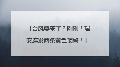 台风要来了？刚刚！瑞安连发两条黄色预警！