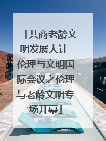 共商老龄文明发展大计 伦理与文明国际会议之伦理与老龄文明专场开幕