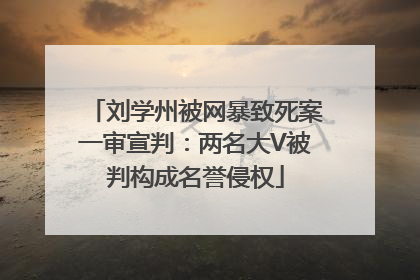 刘学州被网暴致死案一审宣判：两名大V被判构成名誉侵权