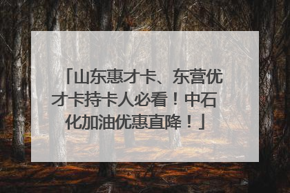 山东惠才卡、东营优才卡持卡人必看！中石化加油优惠直降！