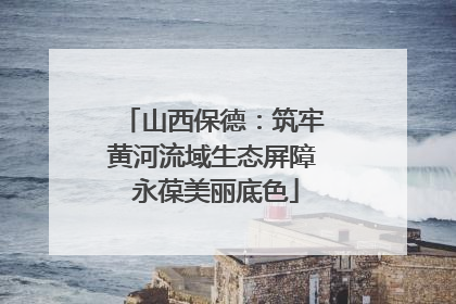 山西保德：筑牢黄河流域生态屏障 永葆美丽底色