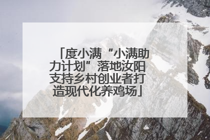 度小满“小满助力计划”落地汝阳支持乡村创业者打造现代化养鸡场