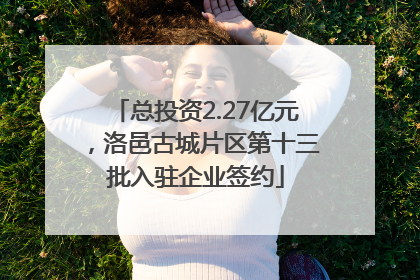 总投资2.27亿元，洛邑古城片区第十三批入驻企业签约