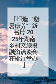 打造“避暑康养”新名片 2025年湖南乡村文旅投融资洽谈会在桃江举办