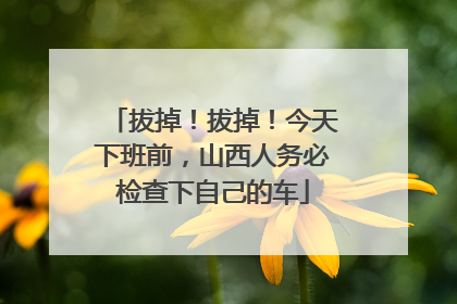 拔掉！拔掉！今天下班前，山西人务必检查下自己的车