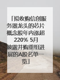 拟收购信创服务器龙头的芯片概念股年内涨超220% 5月披露并购重组进展的A股名单一览