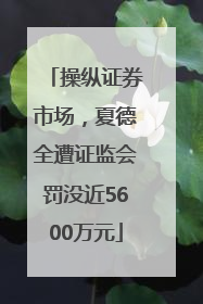操纵证券市场，夏德全遭证监会罚没近5600万元