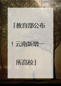 教育部公布！云南新增一所高校