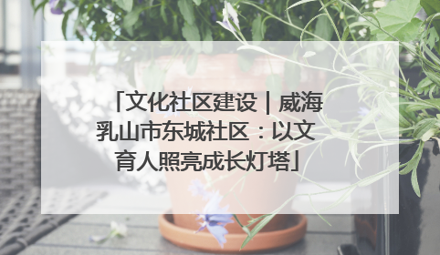 文化社区建设｜威海乳山市东城社区：以文育人照亮成长灯塔