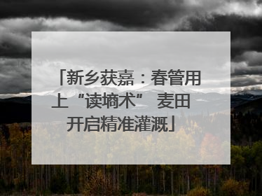 新乡获嘉：春管用上“读墒术” 麦田开启精准灌溉