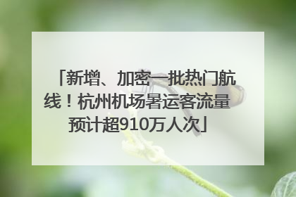 新增、加密一批热门航线！杭州机场暑运客流量预计超910万人次