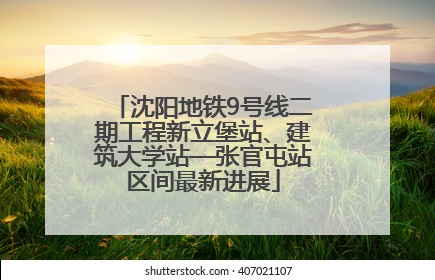 沈阳地铁9号线二期工程新立堡站、建筑大学站—张官屯站区间最新进展