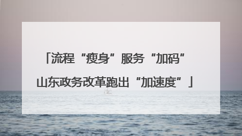 流程“瘦身”服务“加码” 山东政务改革跑出“加速度”