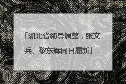 湖北省领导调整，张文兵、黎东辉同日履新