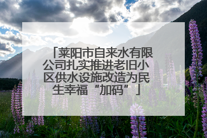 莱阳市自来水有限公司扎实推进老旧小区供水设施改造为民生幸福“加码”
