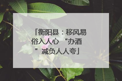衡阳县：移风易俗入人心 “办酒”减负人人夸