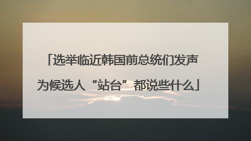 选举临近韩国前总统们发声 为候选人“站台”都说些什么