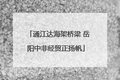 通江达海架桥梁 岳阳中非经贸正扬帆