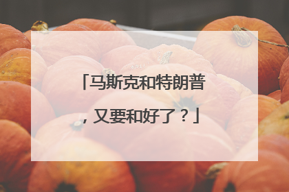 马斯克和特朗普，又要和好了？