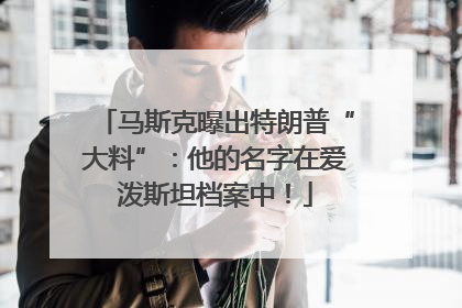 马斯克曝出特朗普“大料”：他的名字在爱泼斯坦档案中！