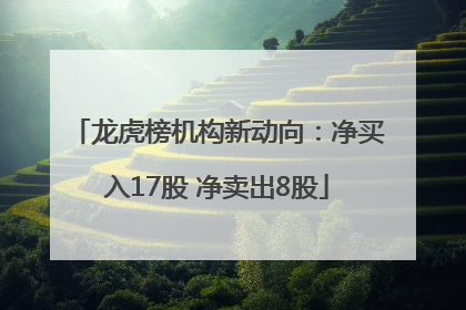 龙虎榜机构新动向：净买入17股 净卖出8股