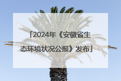 2024年《安徽省生态环境状况公报》发布
