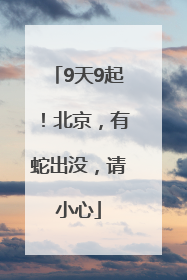 9天9起！北京，有蛇出没，请小心